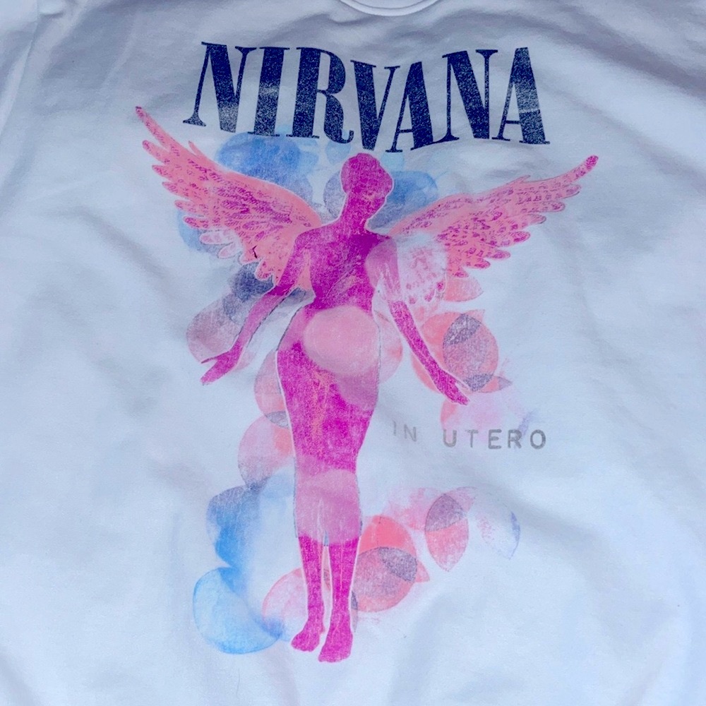 Nirvana White Sweatshirt pink angel Medium M New with tags